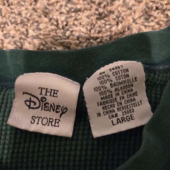 Vintage The Disney Store Skiing Tigger Henley Shirt Green L - Picture 2 of 4